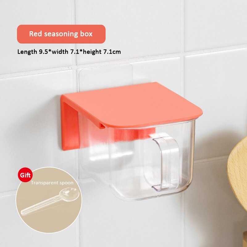 4 Kleur Plastic Voedsel Kruiden Container Set Met Lepel Pasta Keuken Spice Dozen Jar Dubbele Deksel Granen Kruiderij Bean Opslag: 01