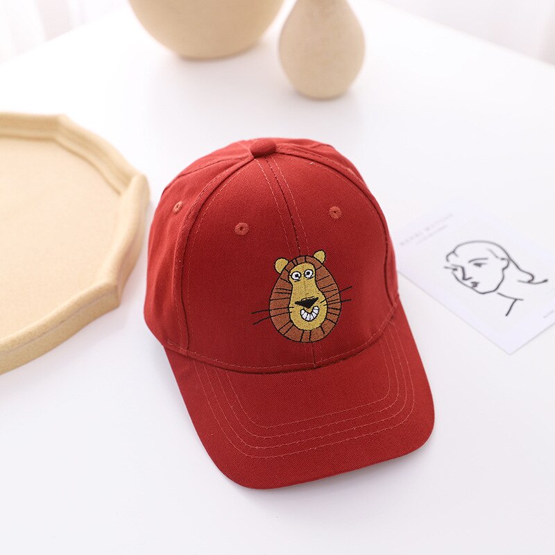 Doitbest – casquette de Baseball pour enfants, chapeau de printemps, style Hip Hop, avec lion brodé, pour garçons et filles, collection: Rouge