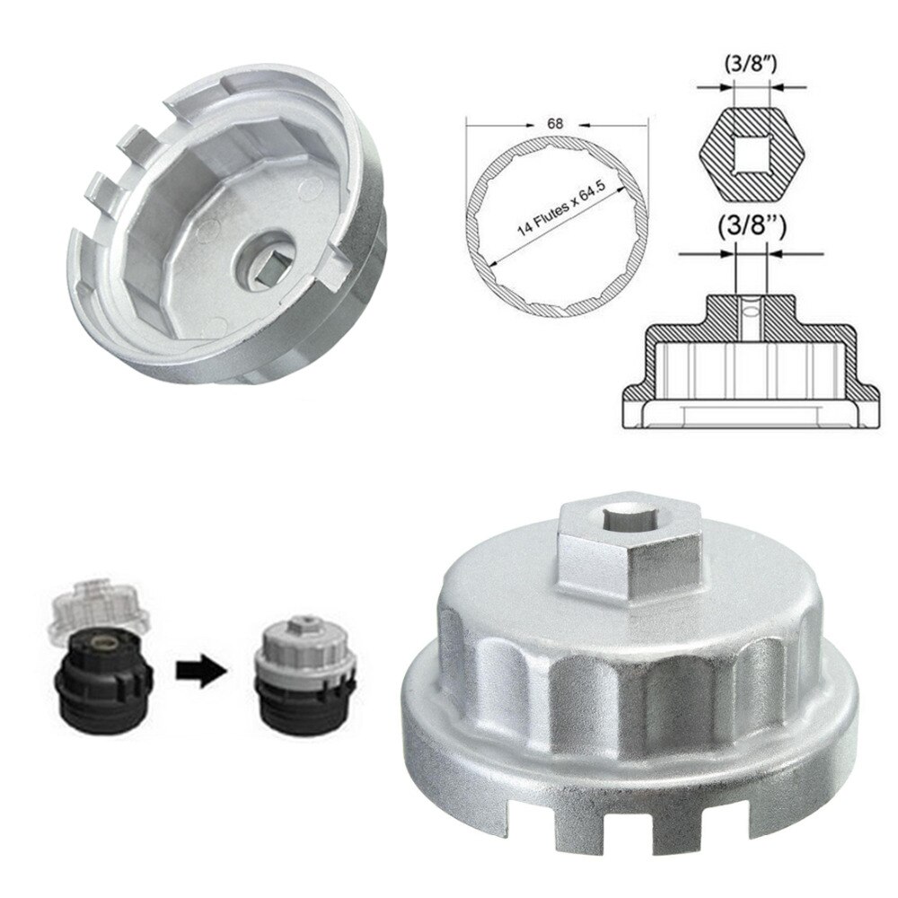 Chuang qian biltillbehör 64.5mm oljefilter skiftnyckel verktyg hus lock remover verktyg 14 flöjter för toyota 4 runner/highlander/rav 4