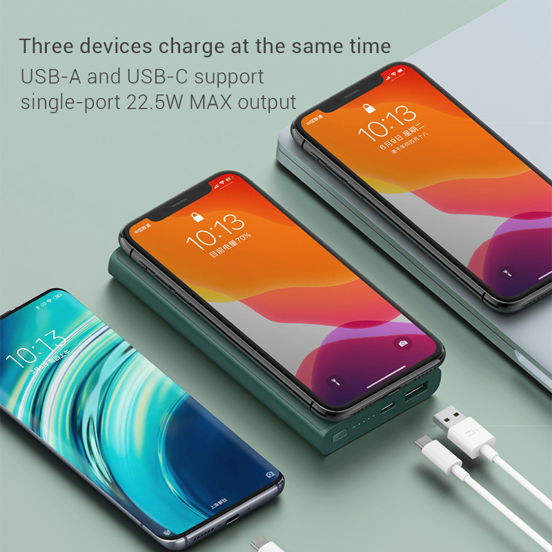 Xiaomi – batterie externe sans fil ZMI WPB01, 10000mAh, 10W Max, charge sans fil, 22.5W, USB C, sortie USB A Max