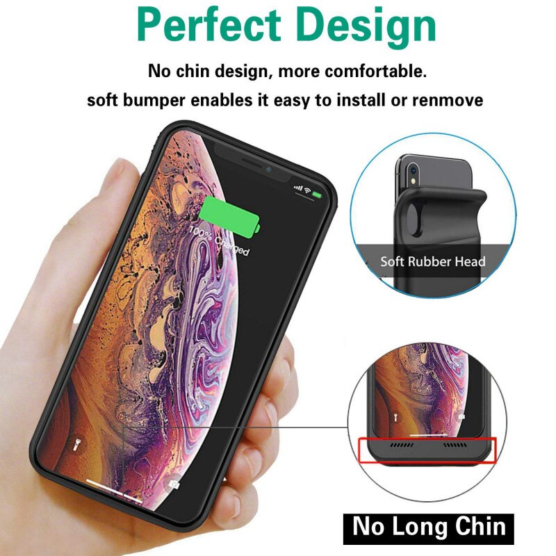 Funda cargador de batería para iPhone, carcasa de carga de batería para iPhone X S XR XS Max 11 Pro Max 6 6s 7 8 Plus