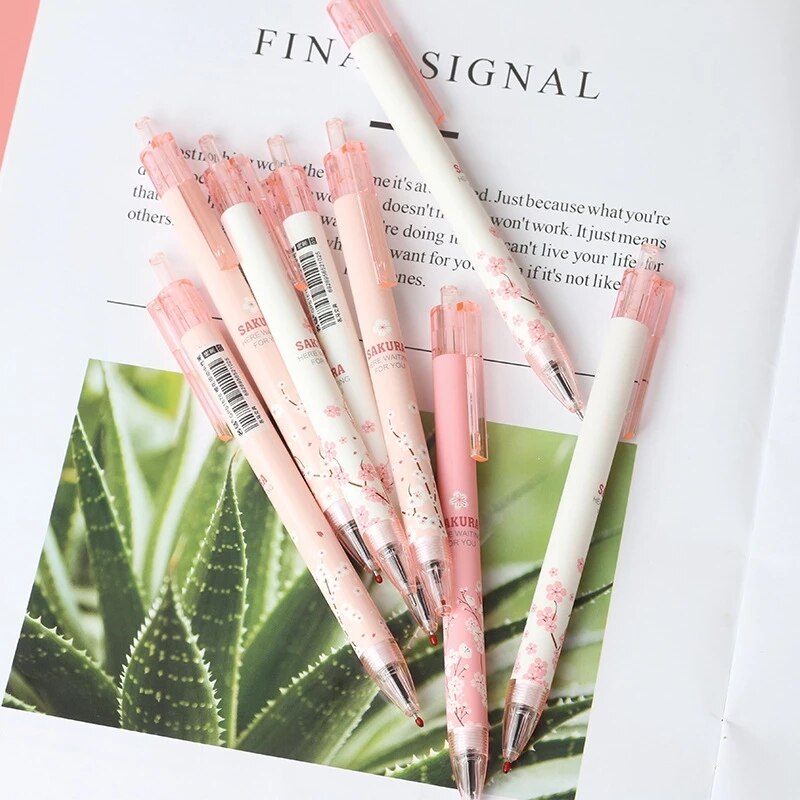 3 pcs/lot 0.5mm Fresh Japanese Sakura Kawaii Mechanical Gel Pens Stationery Pens for School Office Writing Supplies