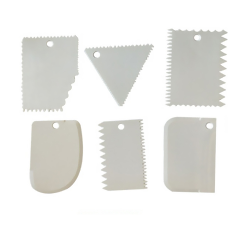 6 stks/set Cake Schraper Rand Decorating Koken Cutters Set Kam & Icing Soepeler voor Brood Deeg Fondant Tool: White