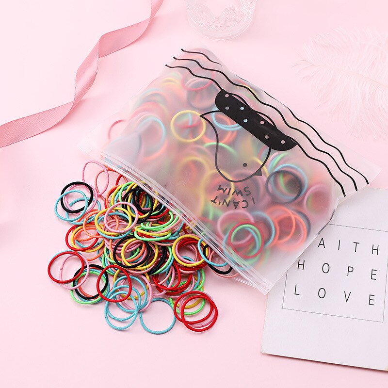 100 sztuk/worek dziewczyny akcesoria do włosów opaski gumowe elastyczne gumki do włosów Gum dla kucyk Holder Scrunchie pałąk akcesoria do włosów