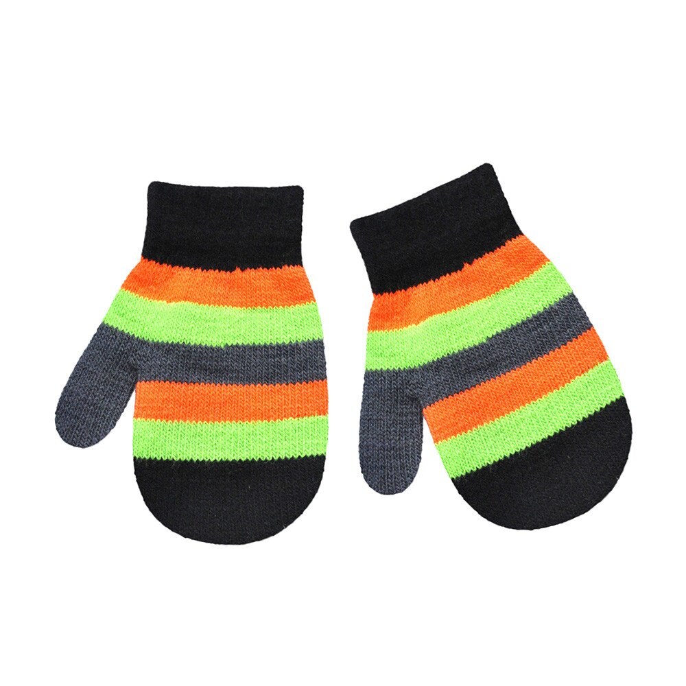 Infant Baby Cute Multicolor Print Girls Boys Of Winter Warm Gloves: Black