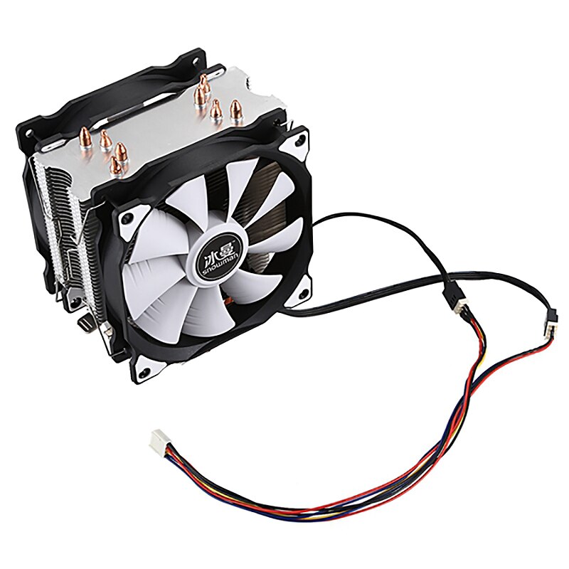 Sneeuwpop 4PIN Cpu Koelsysteem Direct Contact Cpu Cooler Master Heatpipes Freeze Tower Cpu Cooling Dubbele Ventilator Met Pwm 2 fans: Type F White