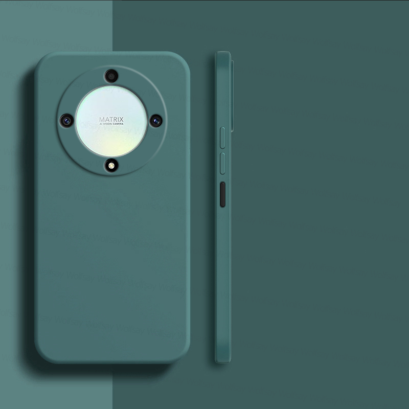 Hoesje voor honor magic 5 5 , schokbestendige hoes van vloeibaar siliconen tpu voor de achterkant van de telefoon, honor magic 5 lite: Zwartgroen