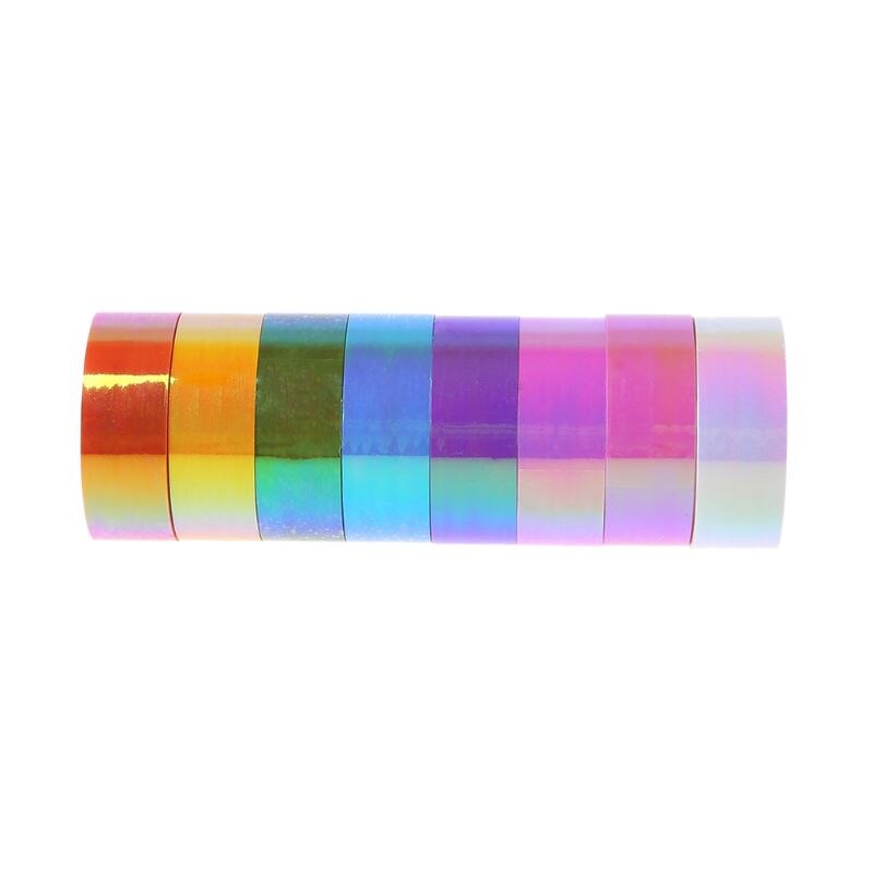 8 stuks ritmische gymnastiekdecoratie holografische glittertape ringstok accessoire 15mm*5m briefpapier decoratieve doe-het-zelf maskering