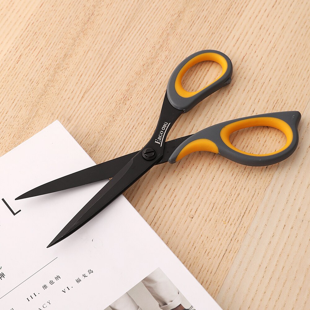 DELI Scissors E77757 Teflon coated Soft-touch 210mm 8-1/4 inch home office scissor hand craft scissors stationery