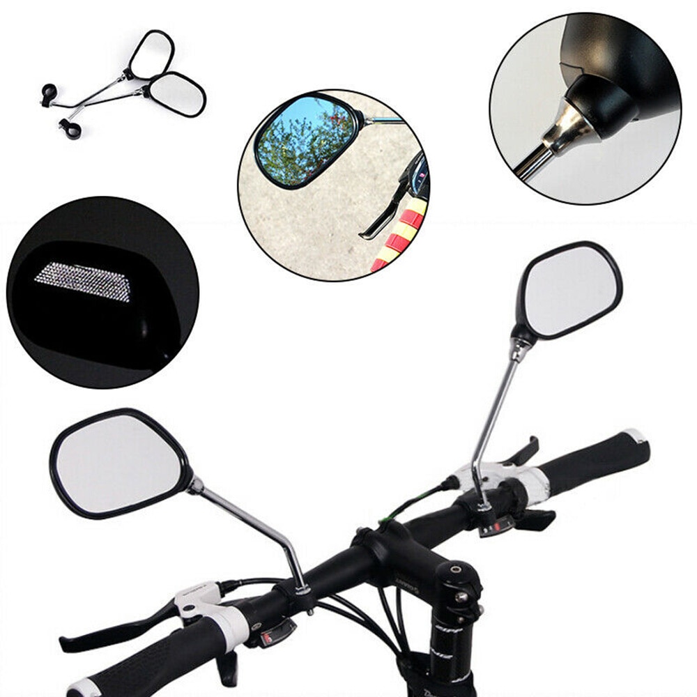 1 Paar Fiets Scootmobiel Mountainbike Stuur Achteruitkijkspiegel Zwart Links Rechts Universele Spiegel