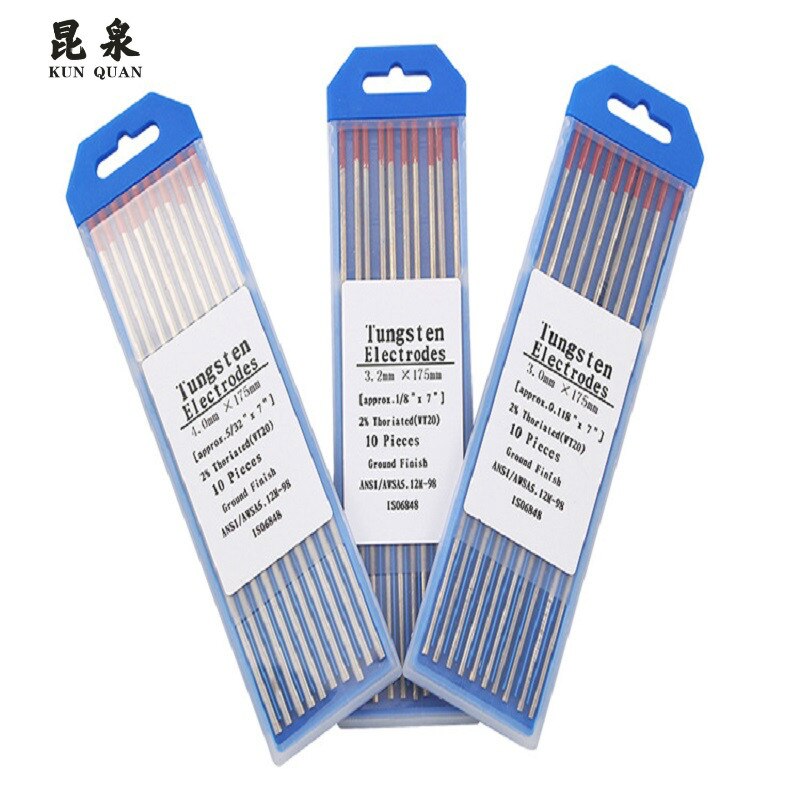 EXPORT STANDARD Tungsten Electrodes for Tig Welding 2% Red Ceriate Tungsten WT20 Tig Tungsten electrode 150mm 10pcs/set SEL