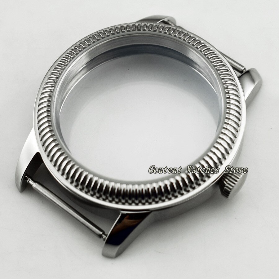 44mm Sterile 316L Steel Watch Case Wristwatch Shell Fit ETA 6497/6498 Seagull ST36 Movement