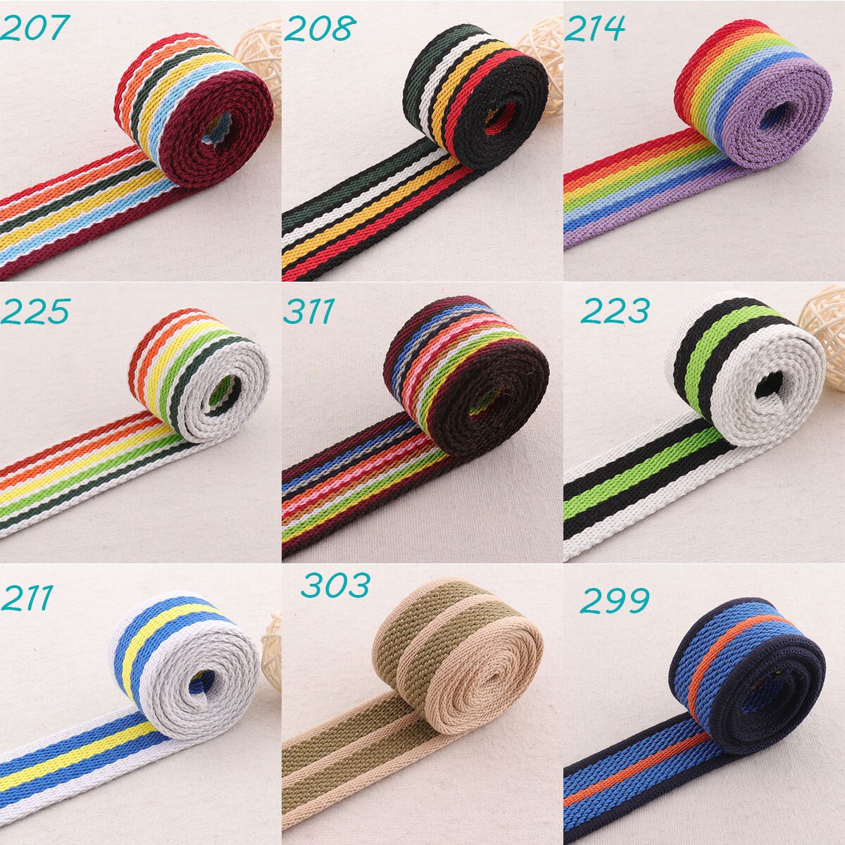 5 Yards 38Mm Geweven Katoen Gestreepte Singels Colorfu Lint Sleutelhangers Tas Riemen Portemonnee Bandjes Tape Tas Handvat Belting hond Kraag