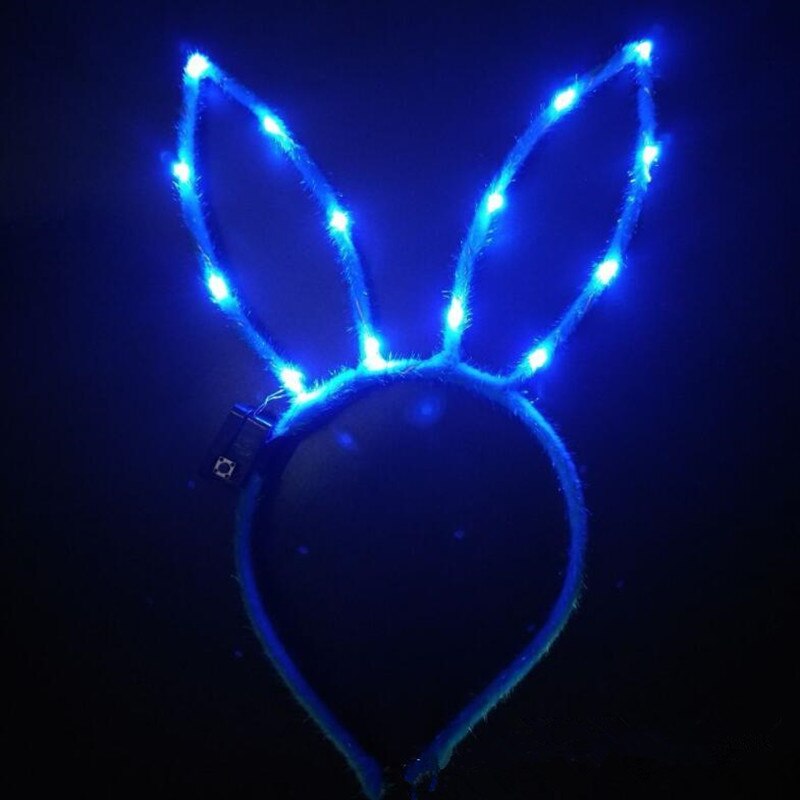 1 st kvinnor flicka långa kaninöron led blinkande pannband kanin öra lyser upp hårband glöd fest påsk
