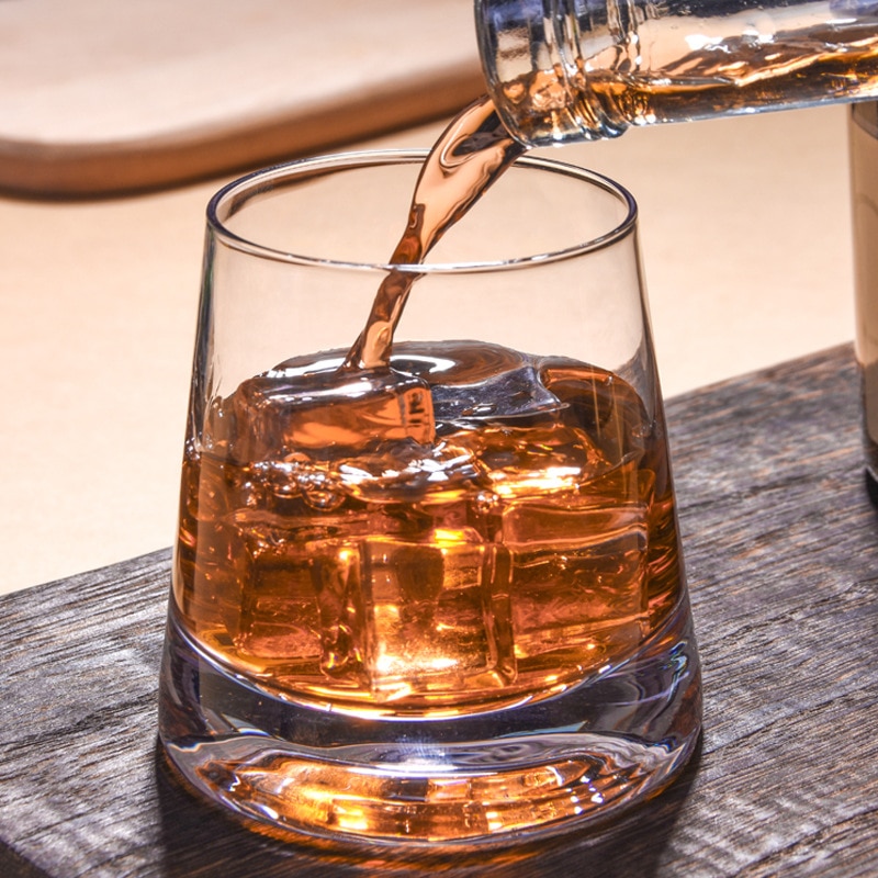 2 st/parti whiskyglaskopp genomskinlig tjockbotten vinkopp för ktv bar club vodka bourbon whisky skotsk sprit för män