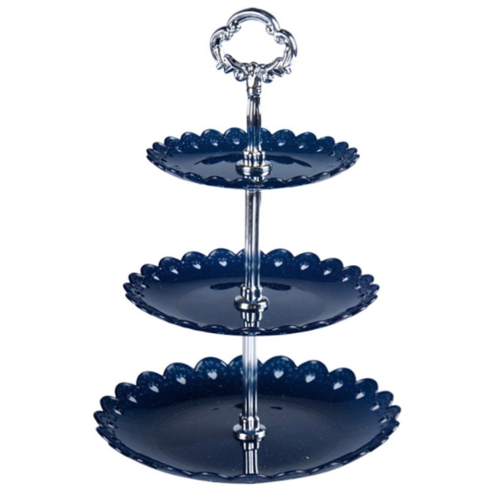 Soporte para pastel Transhome de 3 capas, soporte para plato para torta de boda, verduras y frutas para colocar utensilio, soporte para Magdalena de cumpleaños o boda: Cake Stand-Blue