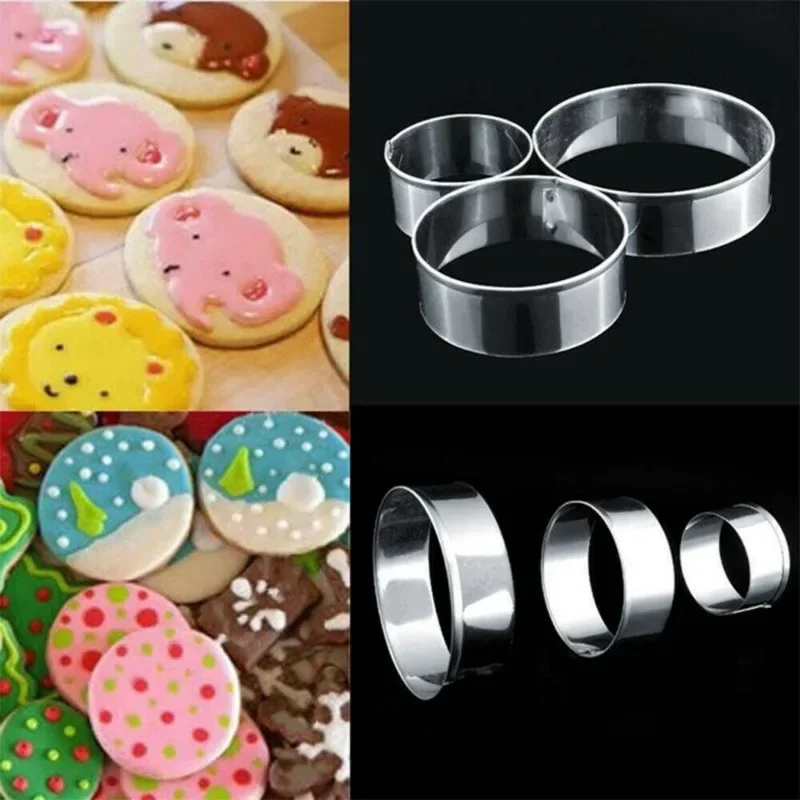 Juego de moldes redondos de acero inoxidable para cocina, cortador de galletas, repostería para hornear pasteles, albóndigas DIY, herramientas de corte de piel, 5 piezas por juego