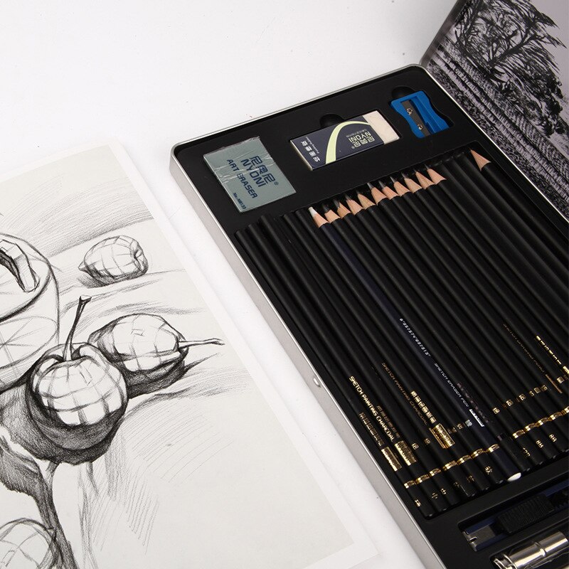 thumbnail image 2 of ANXINGO 29-Piece Drawing Pencil & Charcoal Set – Includes Professional Sketch Bag 2 of 13