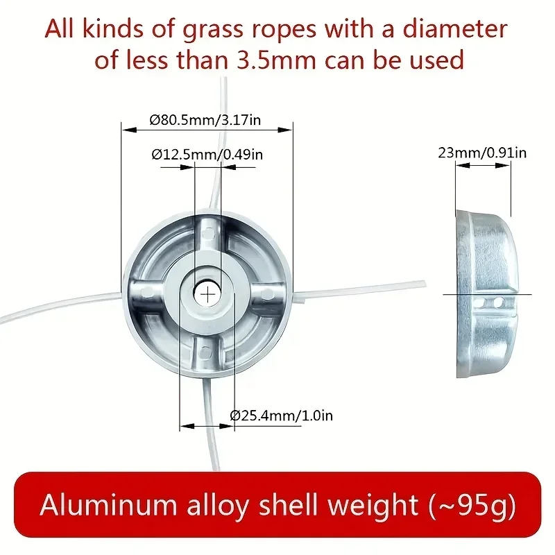 1pcs Universal Aluminum Alloy Lawn Mower Head with Nylon Steel Lawn Mowing Line, Lawn Mower Replacement Parts