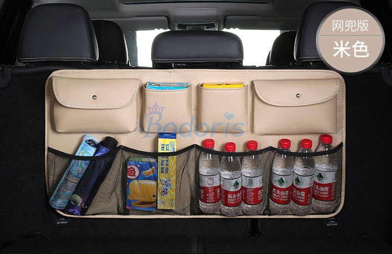 For Land Rover Evoque Discovery Sport Lr4 Range vogue 3 4 5 velar Seat Back Storage Bag Pocket Cargo Nets Organiser Accessories: Type B Beige