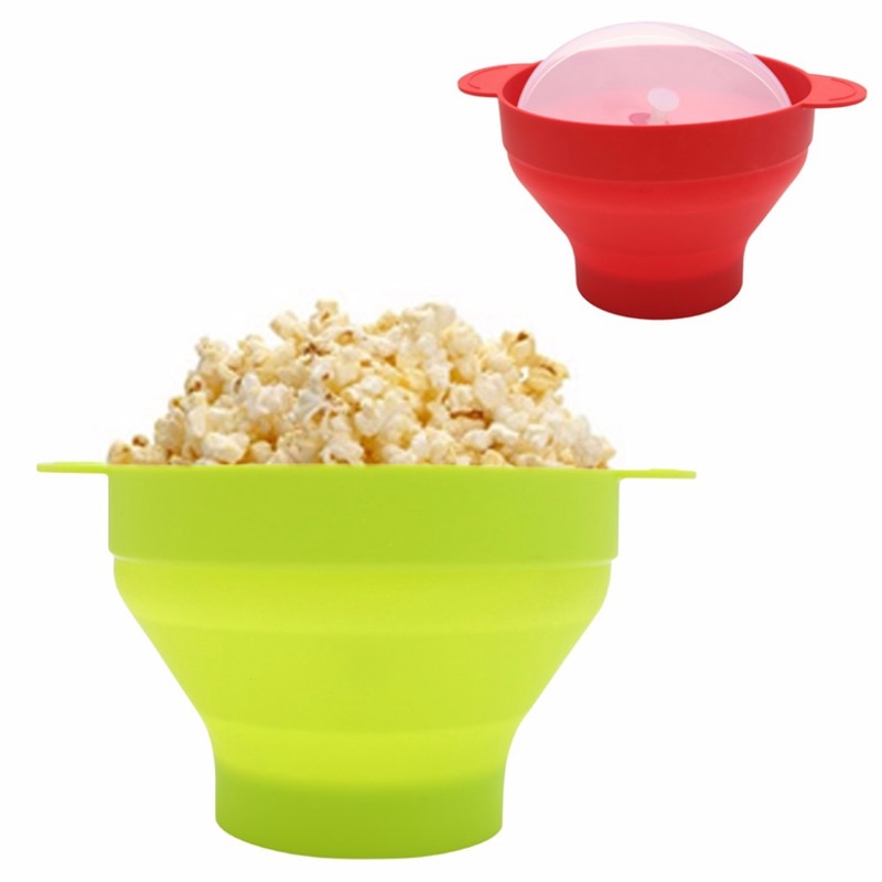 Microwave Popcorn Popper Collapsible Silicone Bowl with Lid and Handles