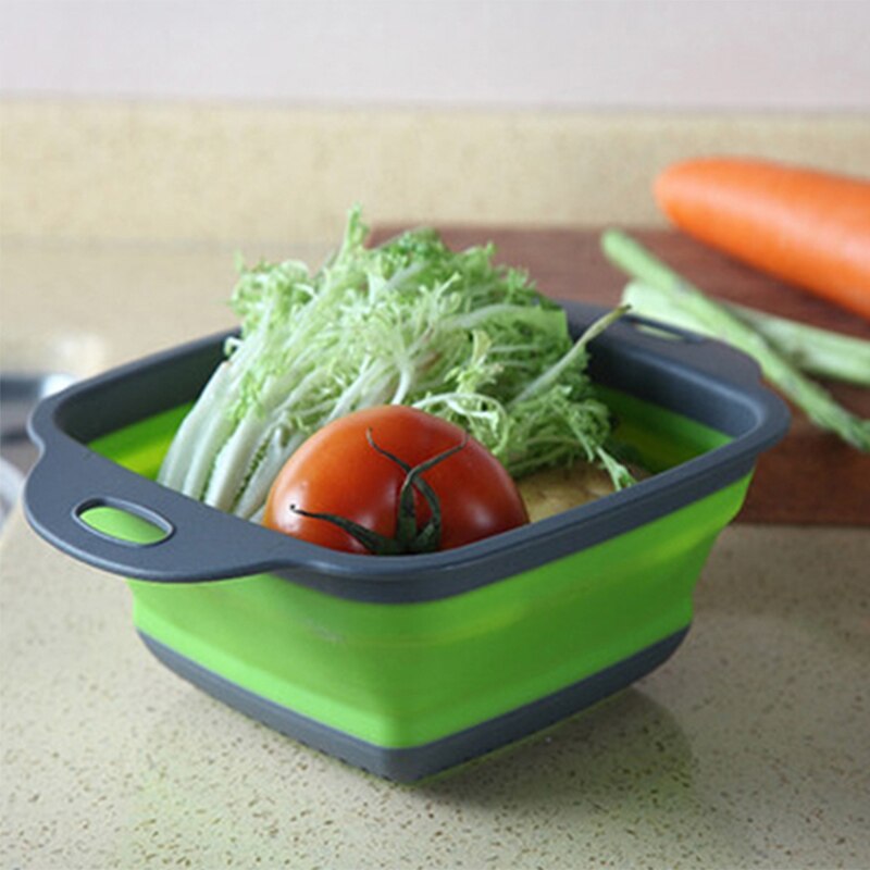 2 pçs dobrável cozinha coador cesta dobrável colander define forma quadrada frutas vegetais lavagem escorredor cozinha cestas