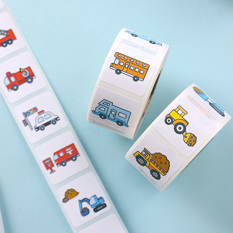 500 Stuks Cartoon Transport Auto Labels Stickers Kinderen Beloning Puzzel Stickers Verjaardagsfeestje Cadeau Decoratief Label Scrapbooking