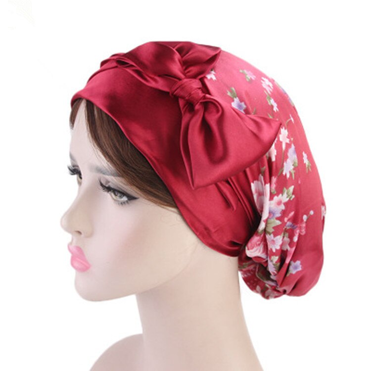 Dames zijden douchemuts, nachtmuts, haarnetje, hoed, hoofdbedekking, satijnen tulband, hoofddoek