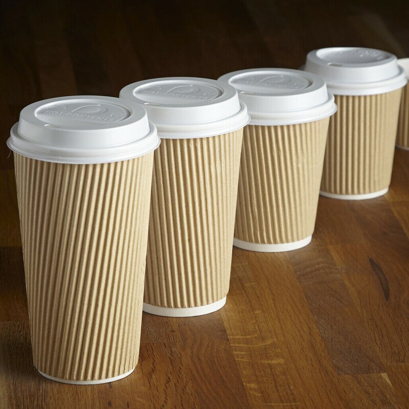[50 setzt - 12 unzen.] Isoliert Welligkeit Papier Heißer Kaffee Tassen Mit Deckel