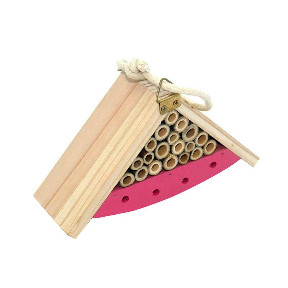 Painted Wooden Insect Bee House Wood Bug Room Hotel Shelter Garden Decoration Nests Box Insects Box Functional: Pink