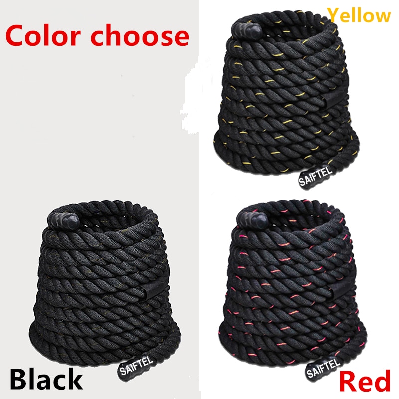 38mm 9/12/15m Power Training Rope Body Strength Training Sport Fitness Exercise Heavy Black Battling Rope Muscle Workout Ropes