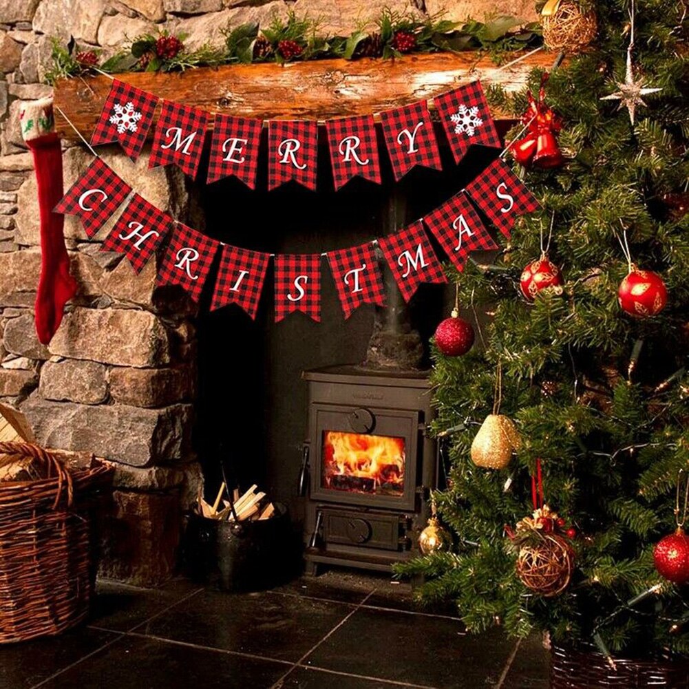 Bannière Joyeux Noël 270 X 35 Cm - Déco Murale Rouge Avec Père Noël, Bonhommes De Neige, Cloches