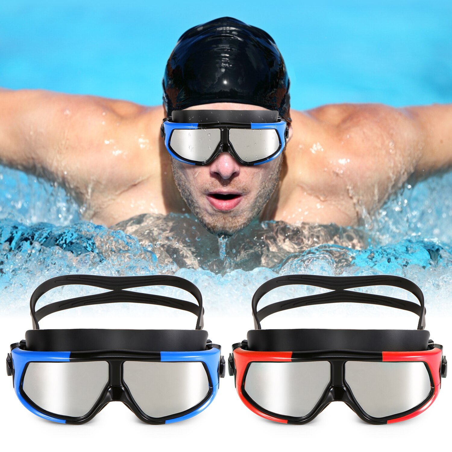 Swimming Goggles for Adults - Anti-Fog Wide View Adjustable
