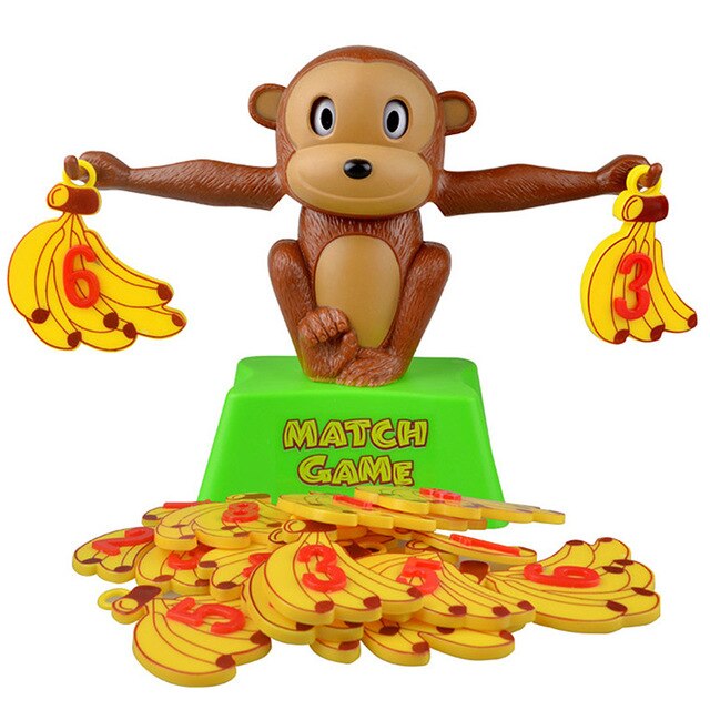 Math Match Game Board Toys Monkey Cat Digital Balance Scale Toy Kids Educational Learning Toy Add Subtract Math Toys Kids: monkey