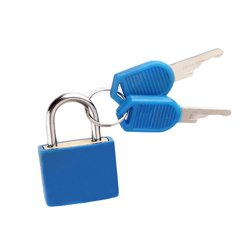 Mini candado de acero fuerte para maleta, pequeño candado de viaje con 2 llaves, 6 colores,