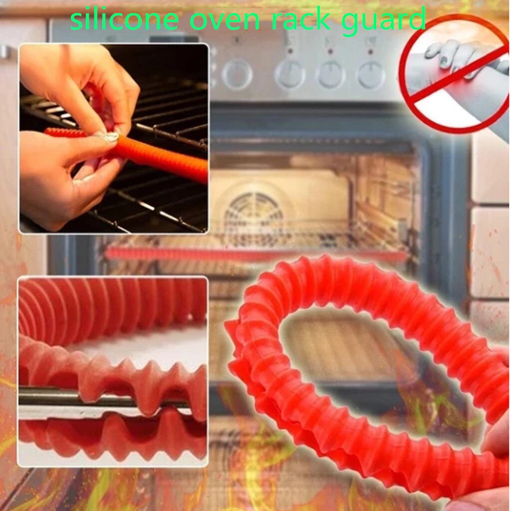 Touch-free Oven Shelf Edge Protector High Temperature Guard Heat Resistant Strip Rack Shield Burn Protector Rack Cover 355mm