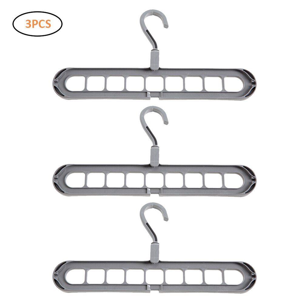 Multi-Functional Clothes Hangers Portable Folding 9 Holes Travel Hangers Closet Space Saving Folding Drying Rack: 3pcs grey