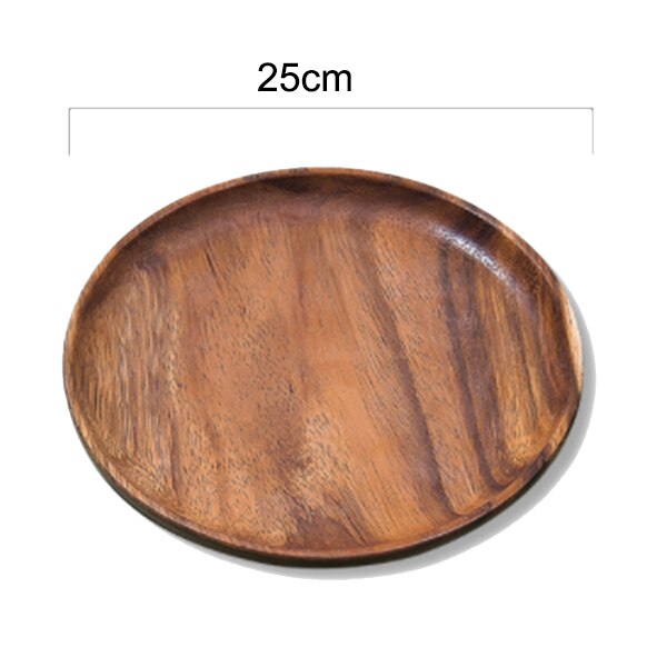 Plateau de fruits secs rond en bois d'acacia petit plateau de thé plateau de petit déjeuner de dîner de Dessert