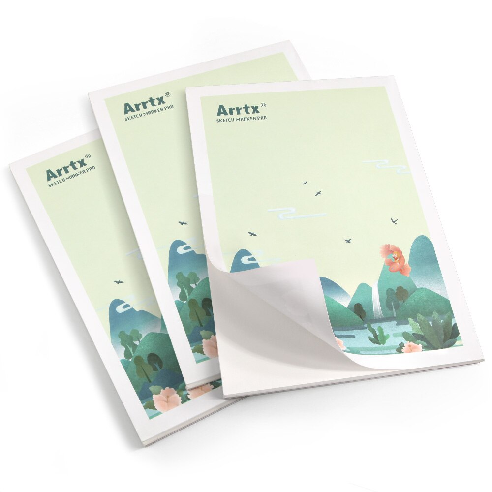 Arrtx Schets Marker Papier Pad A4 8.3*11.7 Inch 56lbs/120gsm 30 Sheets Voor Schetsen Marker Tekening Lijm gebonden Kunstenaar Schilderij: SET2