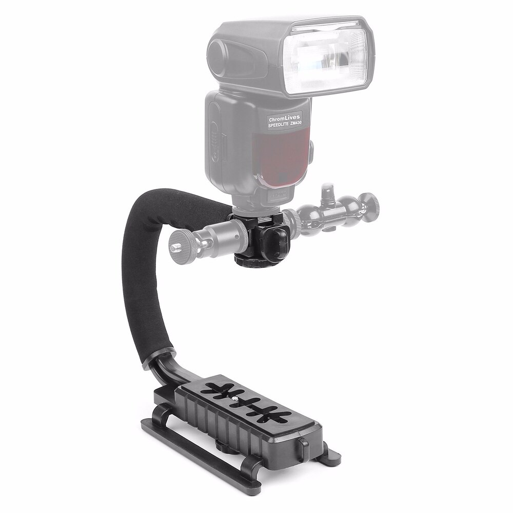 Pro Camera Stabilizer Triple Shoe Mount Video Holder Video Grip Flash Bracket Mount Adapter For Gopro Nikon DSLR SLR iPhone X 8