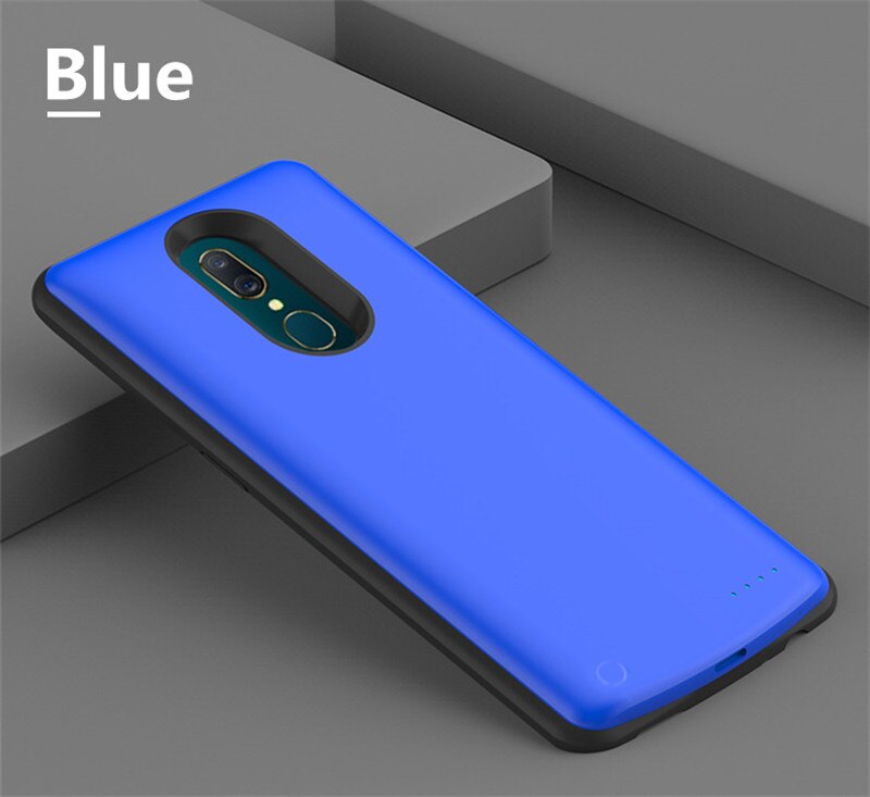 Kqjys 6500Mah Externe Power Bank Batterij Oplader Gevallen Voor Oppo A9 Batterij Case Draagbare Power Case Batterij Opladen Cover: Blue
