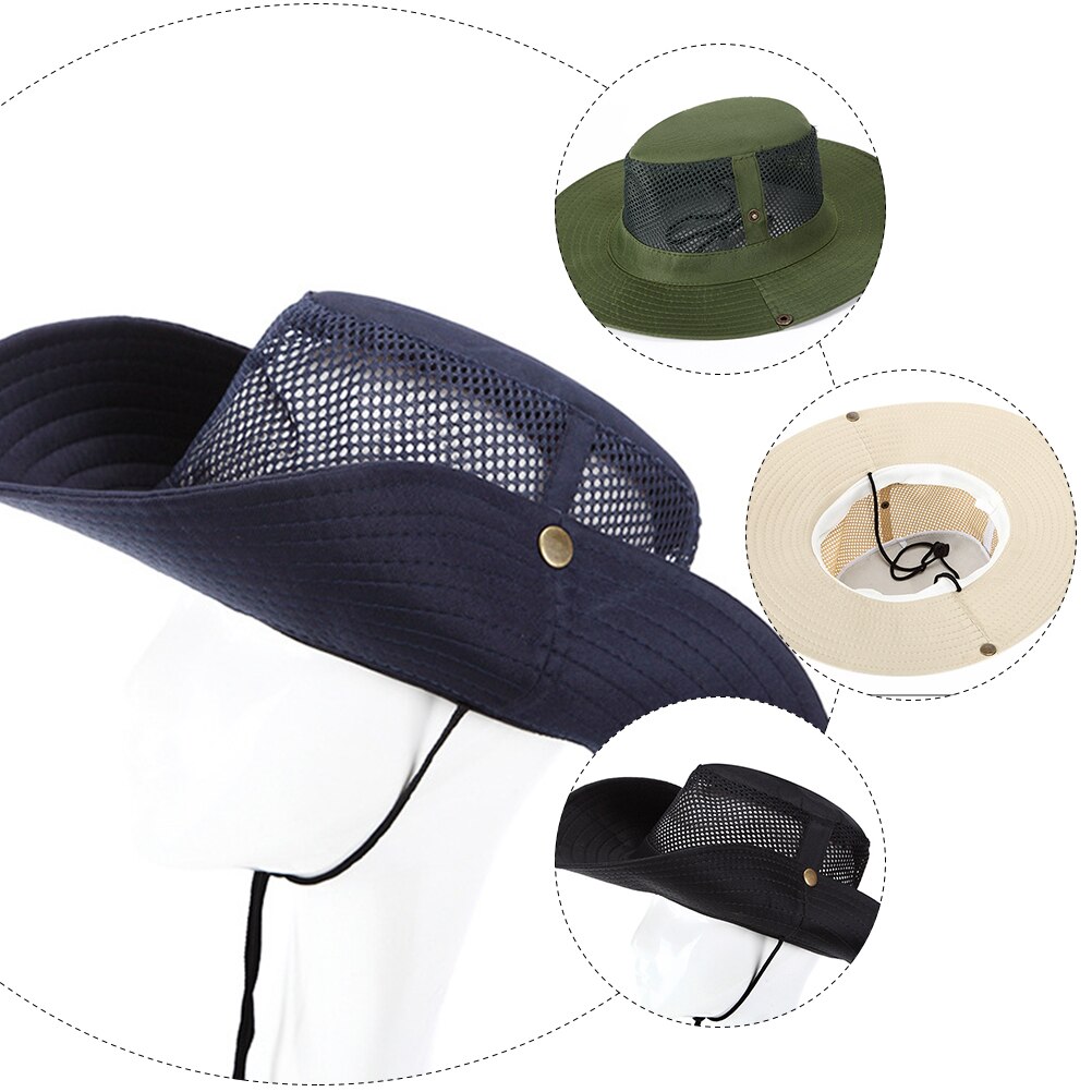 Mesh Fisherman Hat Summer Simple Bucket Hat Large Brim UV Sun Hat