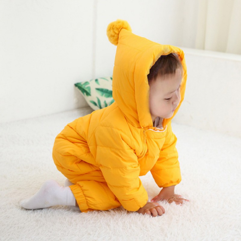 Etosell Winter Pompom Hooded Romper Footies + Handschoenen + Schoenen Baby Meisjes Jongens Snowsuit Zuigeling Rits Warm One-Stukken 0-24M