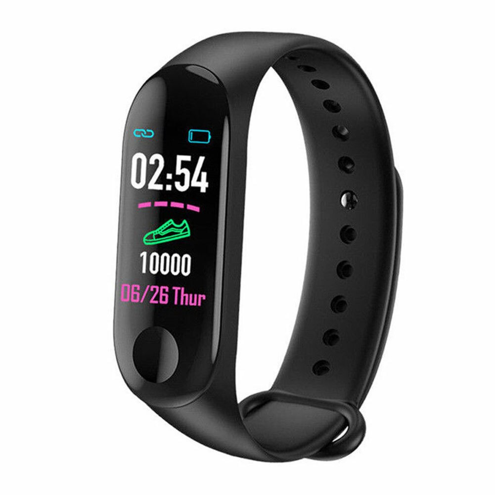 Pulsmätare smart klocka armband vattentätt armband sport stegräknare hälsa blodtryck fitness tracker smartband: Svart usb-laddning