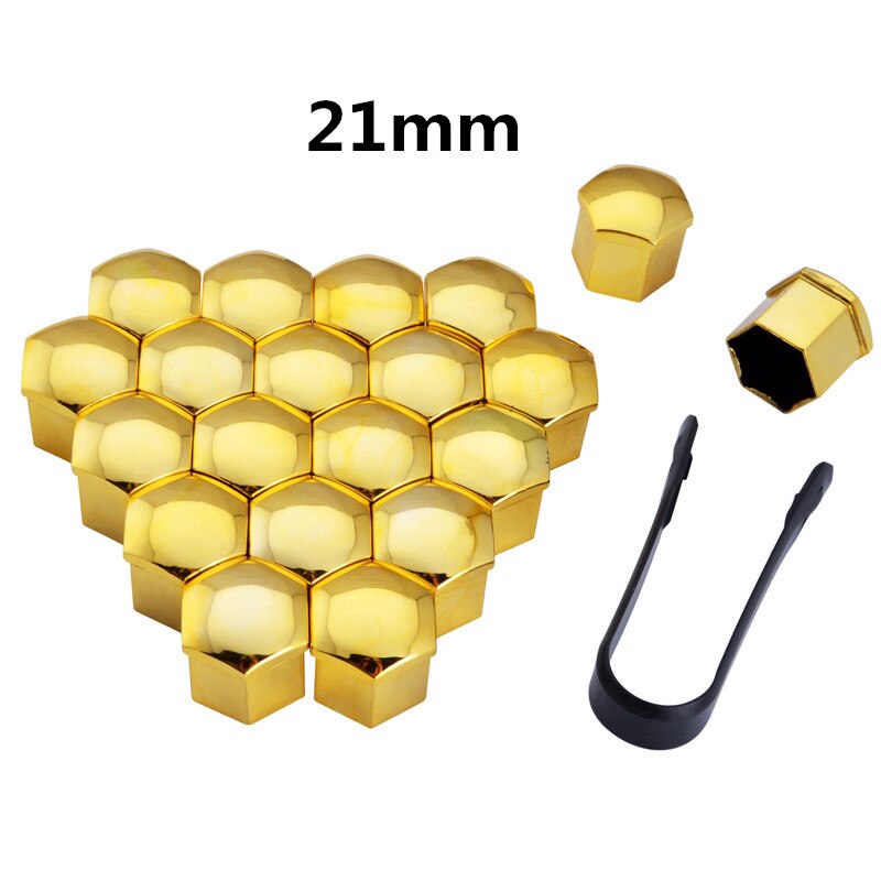 Car Wheel Nut Cap tire Hub Screw Cover 17/19/21 Bolt Protector for Ford C-MAX Flex B-MAX Atlas Five FG F-350 F-250 E-Series: gold-21mm