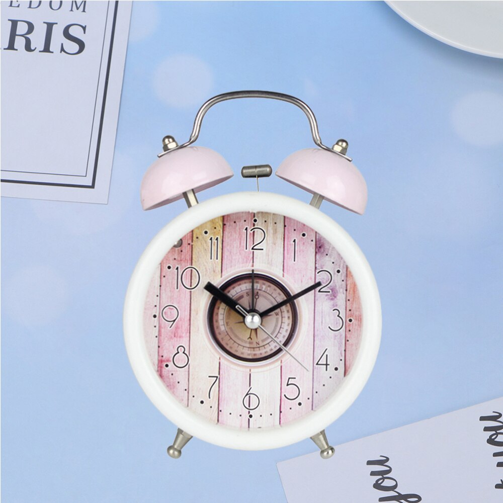 1PC Fresh Alarm Clock Simple Bedroom Desk Clock Metal Chimed Clock Household Alarm Clock Modern Ringing Alarm C