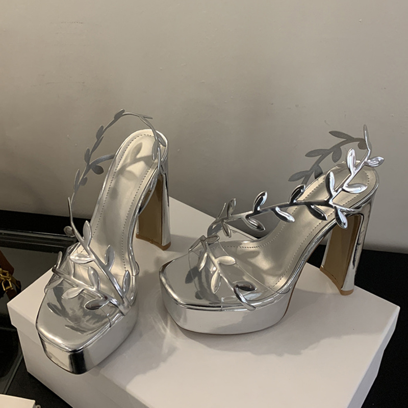 Liyke Sommer Patent Leder Blattgold Frauen – Grandado