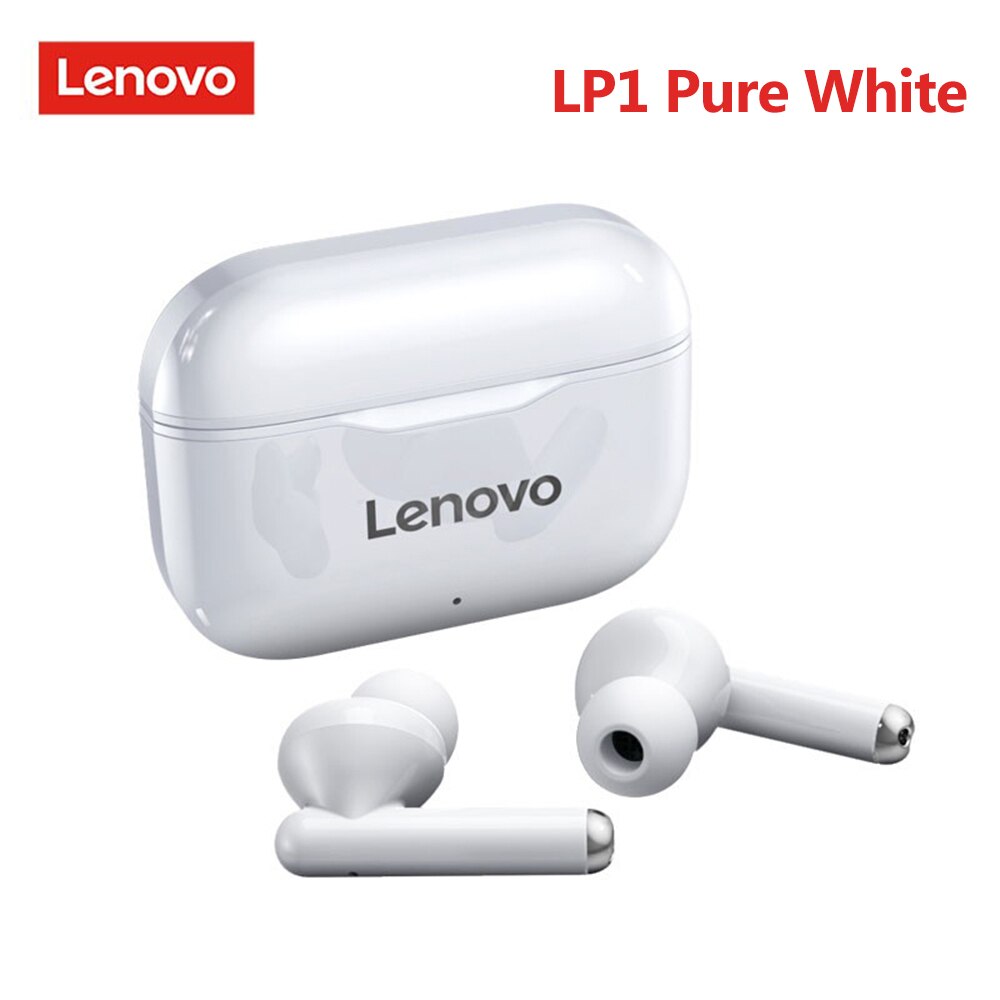 Lenovo-auriculares inalámbricos LP1/LP1S/X9/X18/XT90/XT91/QT83, Bluetooth 5,0, con Control táctil, deportivos, TWS, intrauditivos: LP1 Pure White