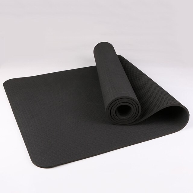 1830*610*6Mm Yoga Mat Tpe Antislip Gymnastiek Mat Pilates Workout Mat Voor Yoga Fitness Gym thuis Yogamat Met Strip Zak: Black