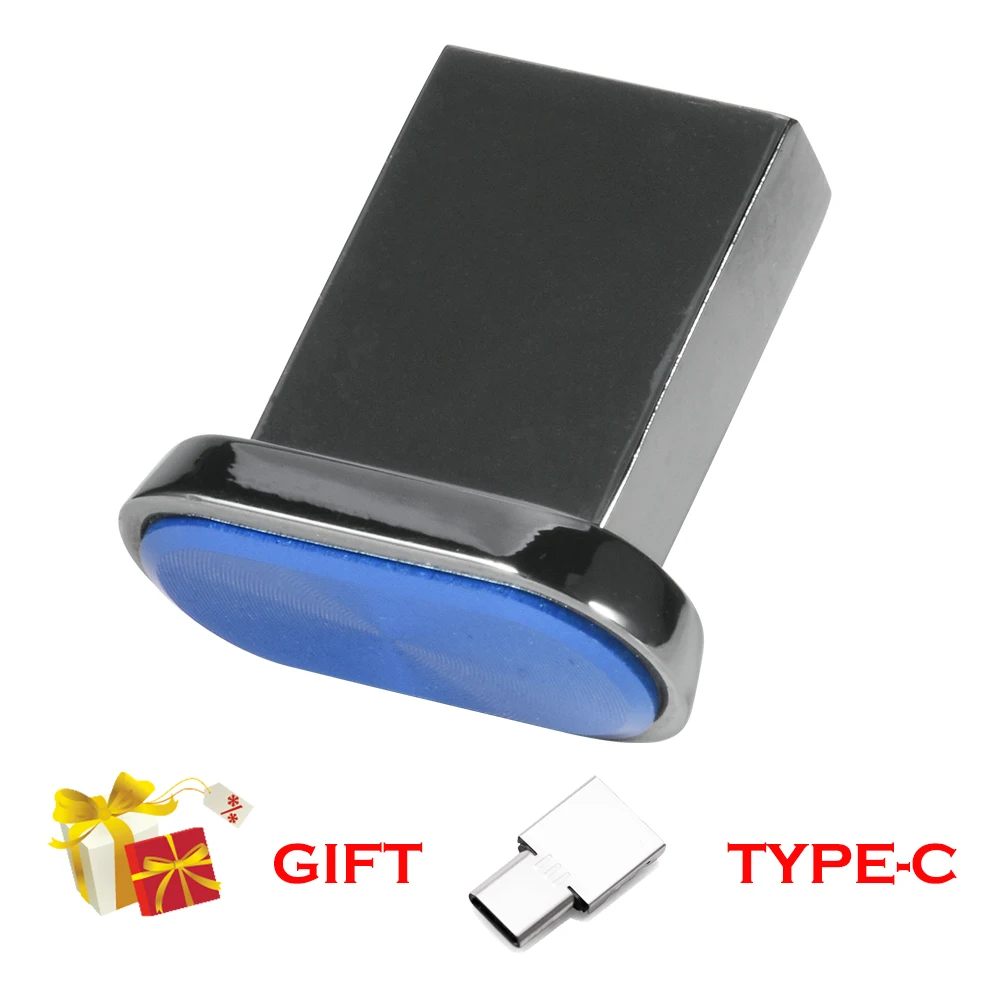 JASTER Super Mini USB Flash Drive 128GB Gratis TYPE-C Adapters Pen Drive 64GB 100% Echte Capaciteit Memory Stick 32GB Relatiegeschenk: Blauw / 16Gb
